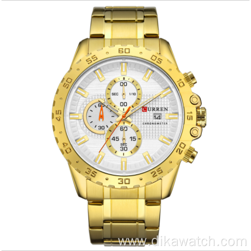 2020 Curren Mens Watch Gold Luxury Business Wristwatches Gold Chronograph Watch